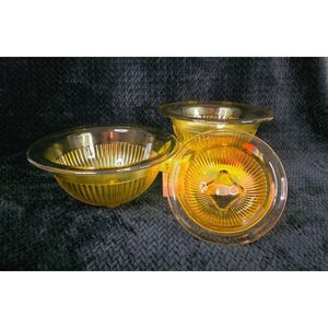 3 VTG "Golden Glow" Depression Glass Nesting Mixing Bowls by Federal Glass Co